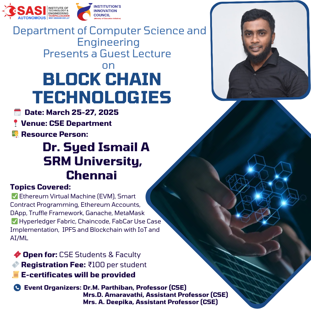 3-day guest lecture on Blockchain Technologies 2025
